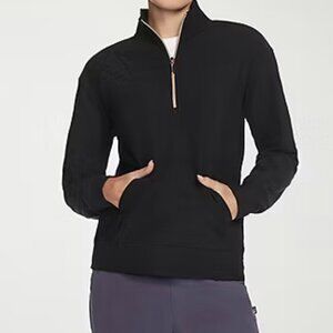 NWOT Women's Black Ribbed Quarter Zip Top